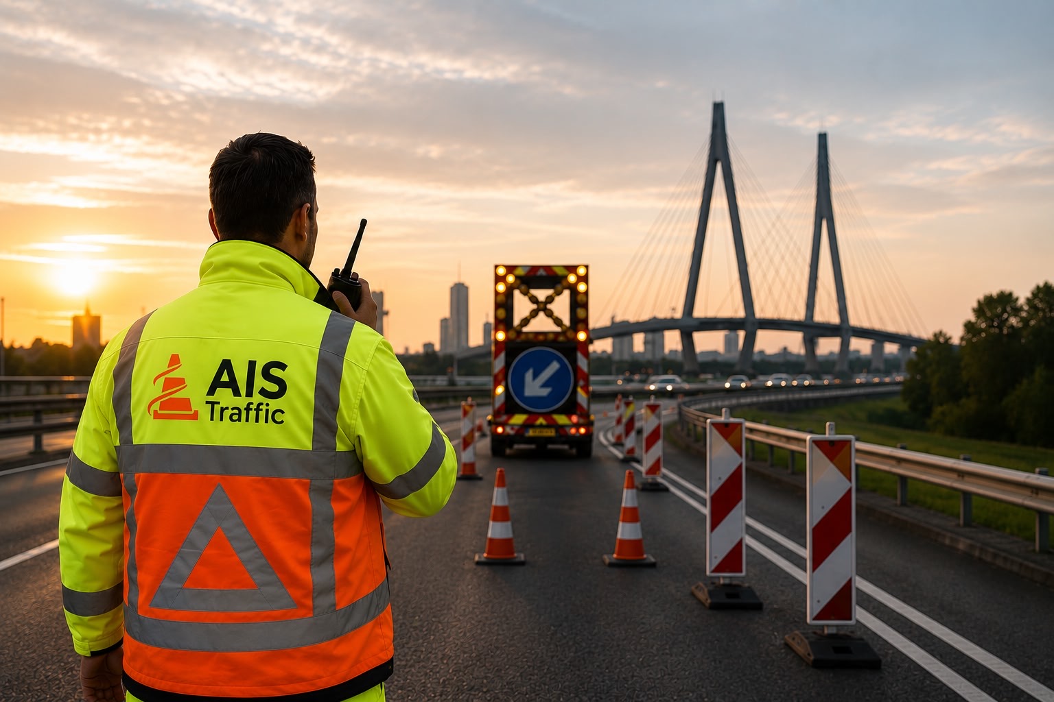 AIS Traffic verkeersregelaar snelweg zonsondergang